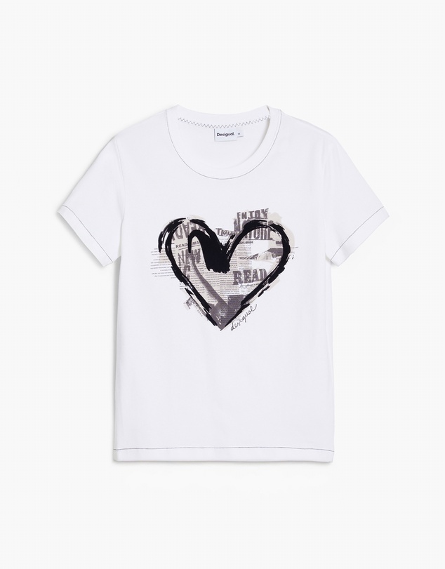 Desigual - Newspaper heart T-shirt