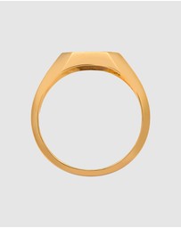 Kuzzoi - ICONIC EXCLUSIVE - Ring Male Signet Square Enamel Green 925 Sterling Silver Gold Plated