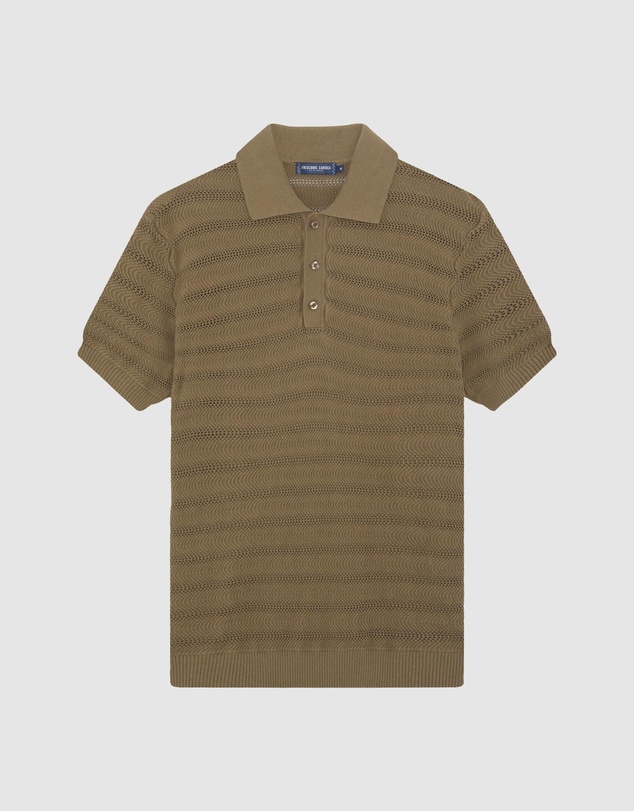 Frescobol Carioca - Vidal Cotton Jacquard Wave SS Buttoned Polo