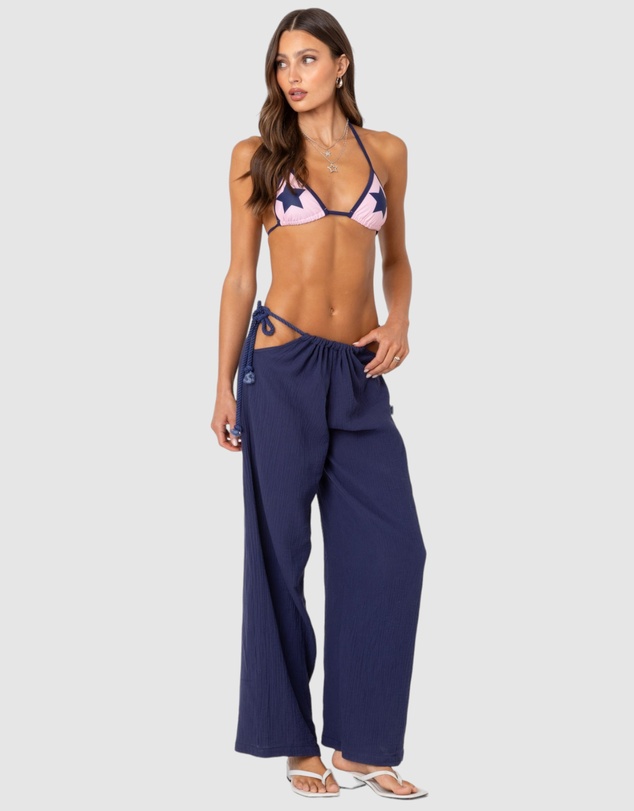 EDIKTED - Leoni Side Tie Cotton Gauze Pants