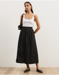 Atmos&Here - Cleo Cotton Button Midi Skirt