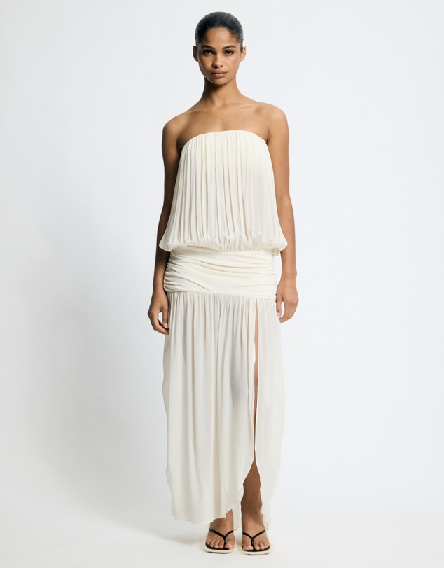 Lover - Liora Jersey And Georgette Strapless Maxi Dress