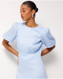 AERE - Elowen Linen Puff Sleeve Midi Dress
