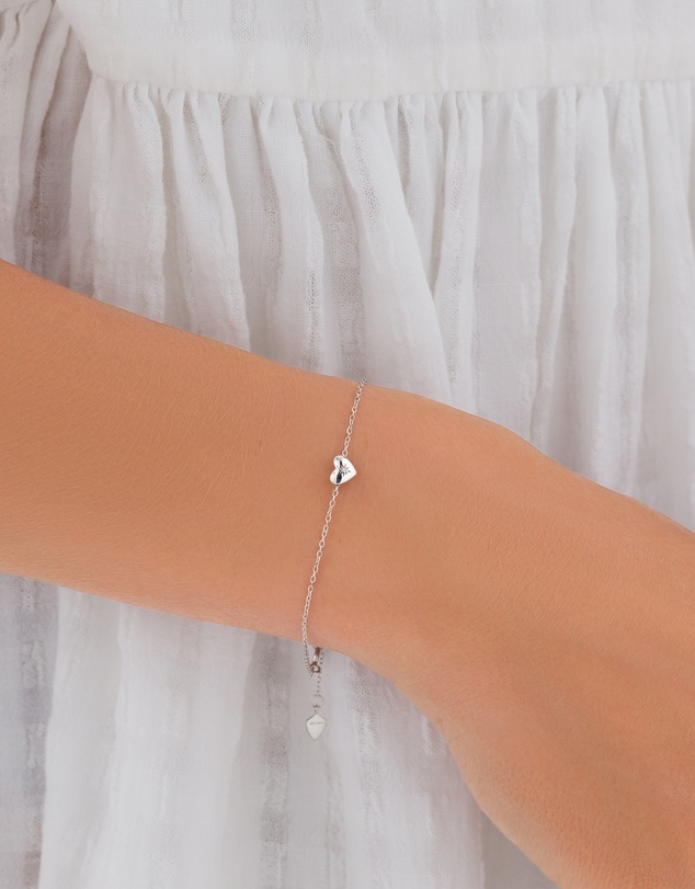 Michael Hill - Mini Heart Bracelet with .004TW of Diamonds in Silver