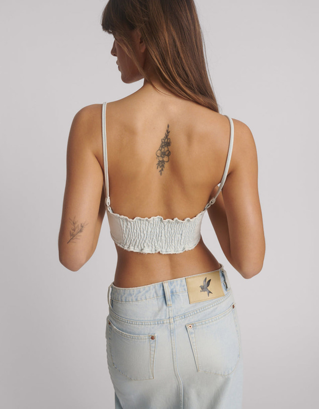 ONE TEASPOON - Denim Heart Backless Crop Top - Le Surf Blue
