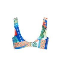 City Chic - Positano Print Underwire Bikini Top - blue