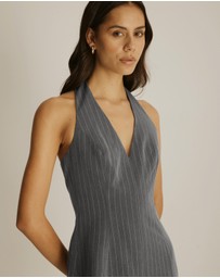 Atmos&Here - Adrienne Pinstripe Halter Mini Dress