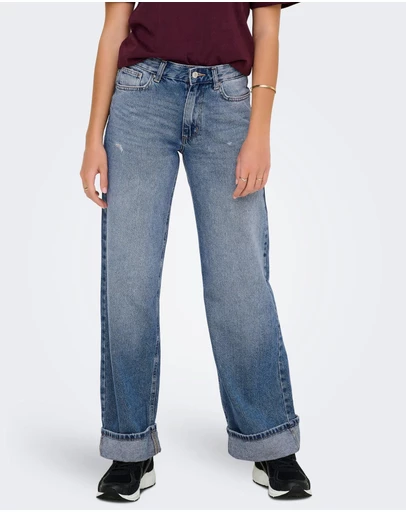 ONLY - Ella Wide Leg Fold Up Jeans