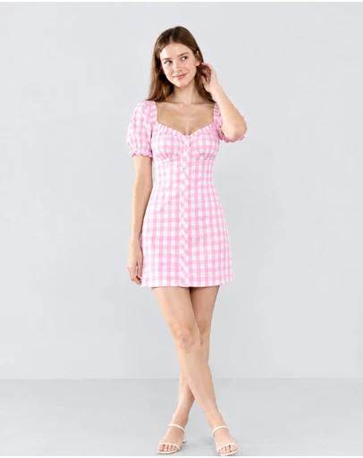 Glamorous - Ruched Puff Sleeve Mini Dress