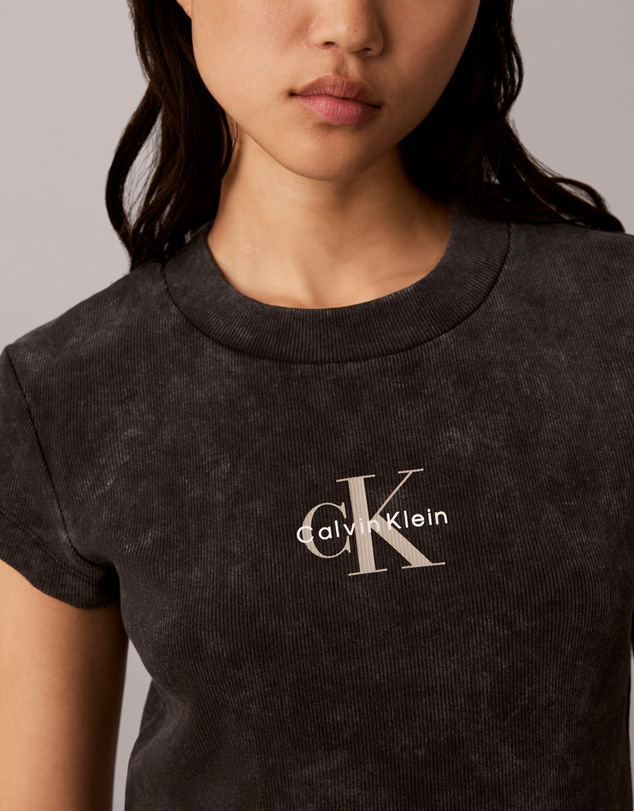Calvin Klein Jeans - Monologo Rib Acid Wash Baby Tee
