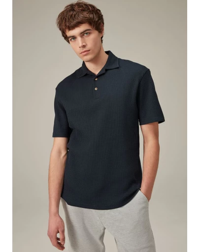 NEXT - Textured Waffle Polo Shirt