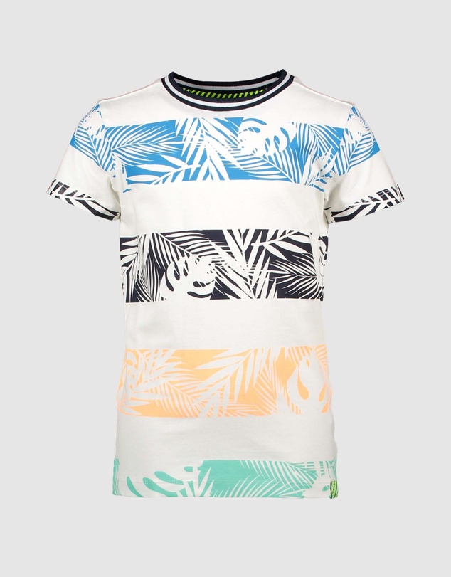 B.Nosy - Organic Palm Print Stripe Tee - Kids-Teens