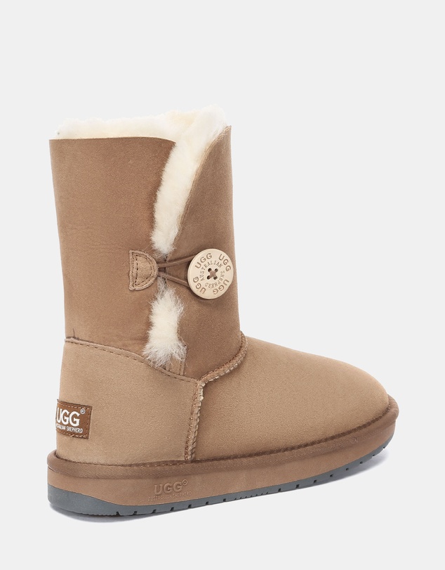 EVERAU - Australian Shepherd Ugg Short Button Sheepskin Upper UGG Boots
