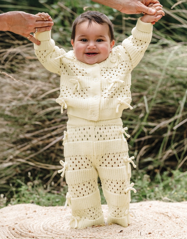 Kynd Baby - Knit Bow Pant in Ivory