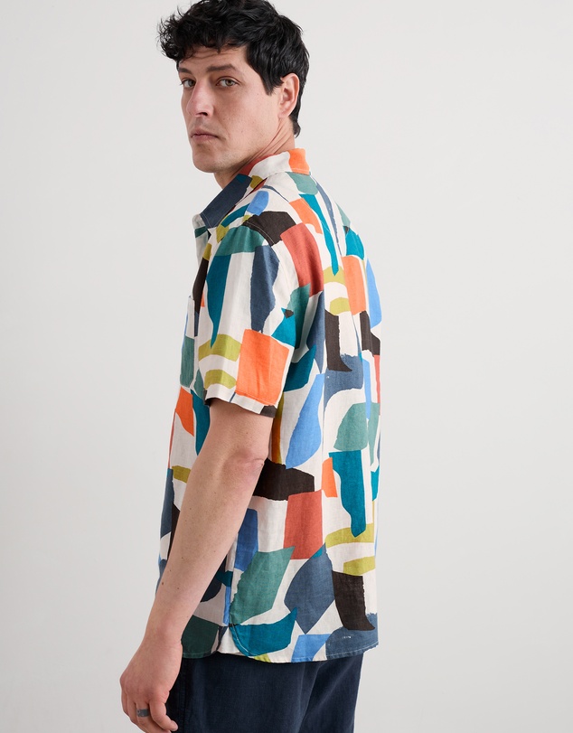 Seasalt - Seasalt Cornwall Multi Blue Heron Short Sleeve Shirt