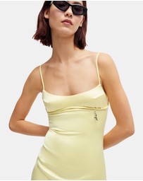 HUGO - Slim-fit Dress In Satin With Logo Trim