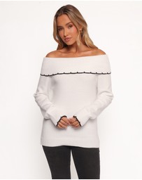 Petal & Pup - Yoana Off Shoulder Knit Sweater - White