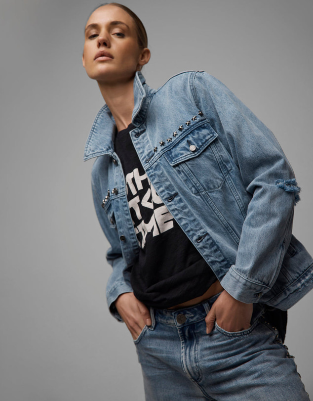 ONE TEASPOON - 25th Anniversary Trucker Studded Denim Jacket - Salty Dog