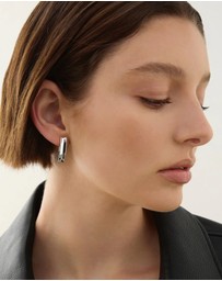 Najo - Swan Silver Huggie Earrings
