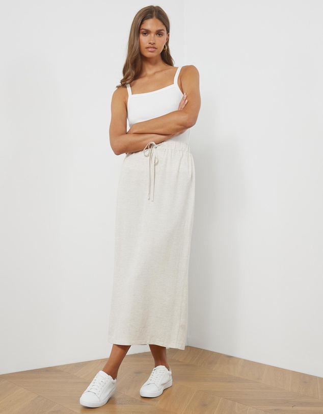 Atmos&Here - Tenley Linen Blend Midi Skirt