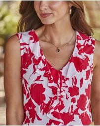 Sosandar - Floral Print Ruffle Detail Top