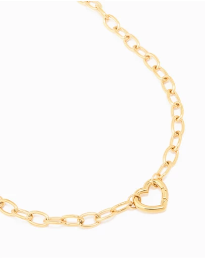 Lovisa - Waterproof Gold Plated Stainless Steel Heart Clasp Chain Necklace