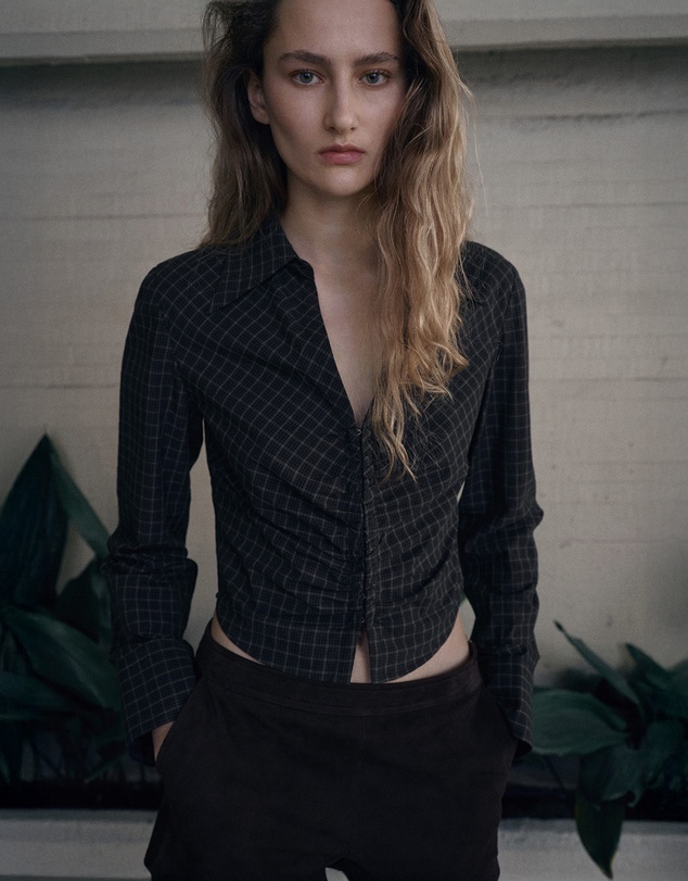 M.N.G - Gathered Plaid Blouse