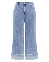 City Chic - Plus size Harley Fit Turn Up Wide Leg Crop Jean - light wash