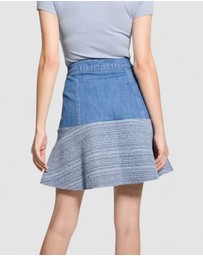 GUESS - Elsie Tweed Mix Denim Skirt