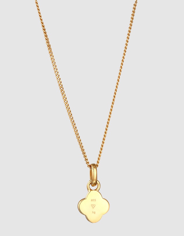 Elli Jewelry - Necklace Cloverleaf Enamel Green 925 Sterling Silver Gold Plated