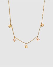 Elli Jewelry - Necklace Kids Flower Pendant with Crystals in 925 Sterling Silver Gold Plated