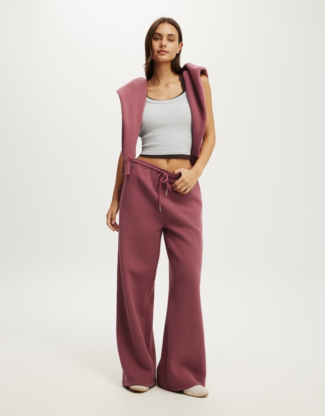 Cotton On Body Active - Plush Tie Waist Wide Leg Sweatpant