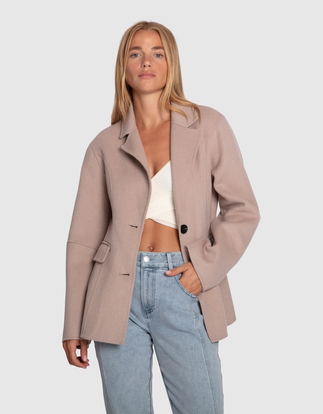 Belle & Bloom - Stuck On You Wool Blend Cinched Waist Blazer