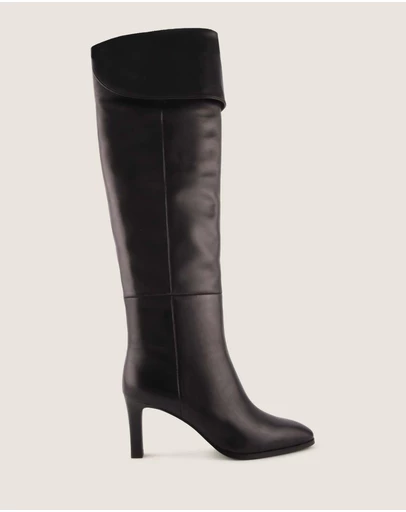 Shelly Shen - Leighton Heel Long Boots Black Leather