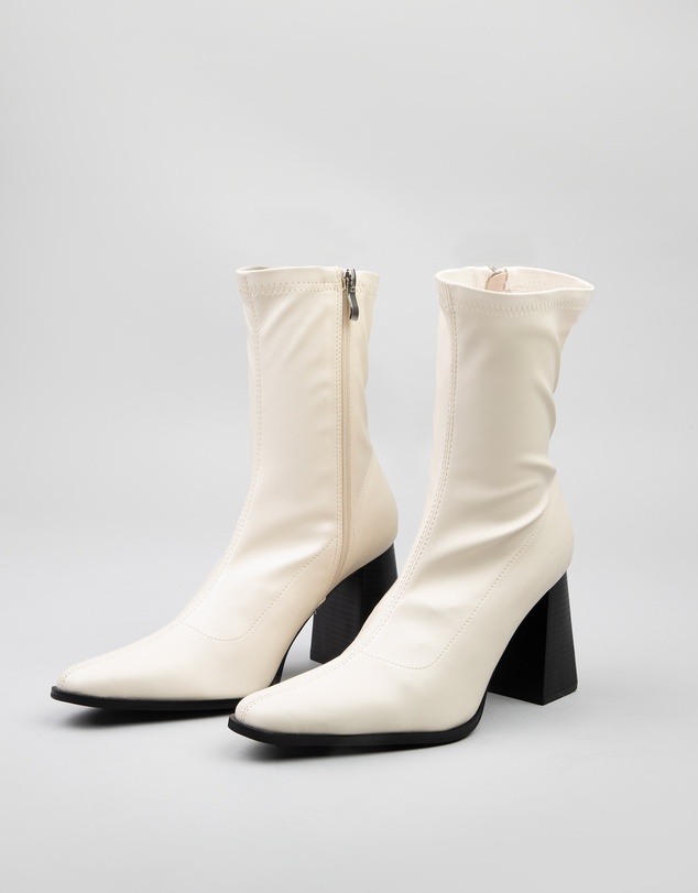 RAID - Whisper Block heeled ankle boots in cream