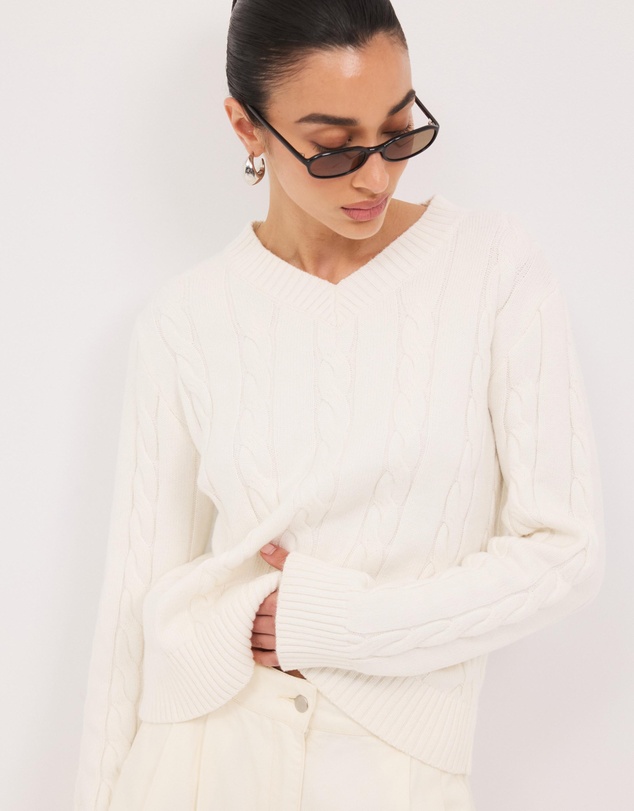 Calli - Leo Wool Blend Cable Knit Jumper