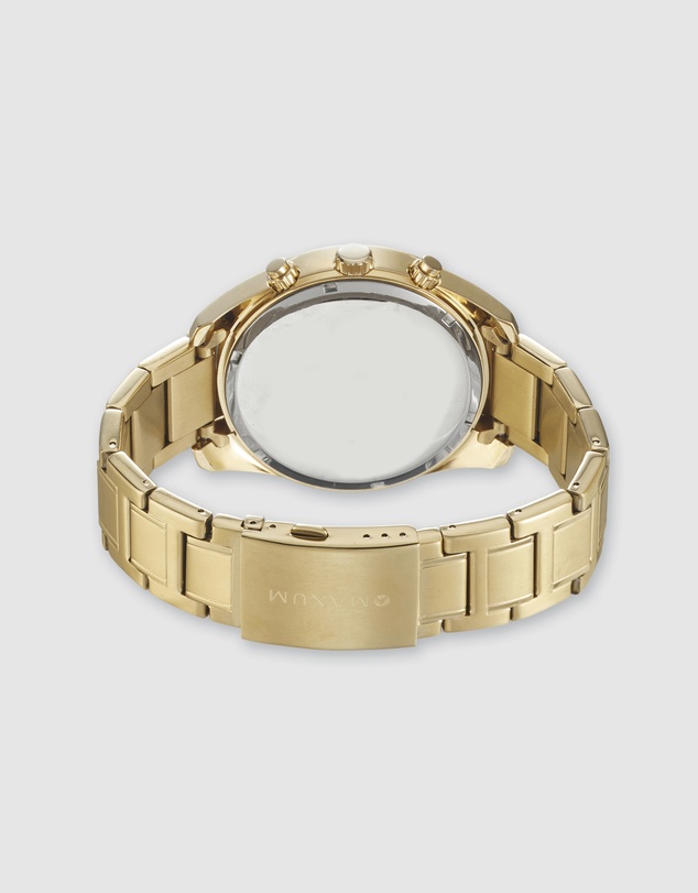 Maxum - Lansdowne Multifunction Chrono Gold Tone Case & Bracelet With Black Dial