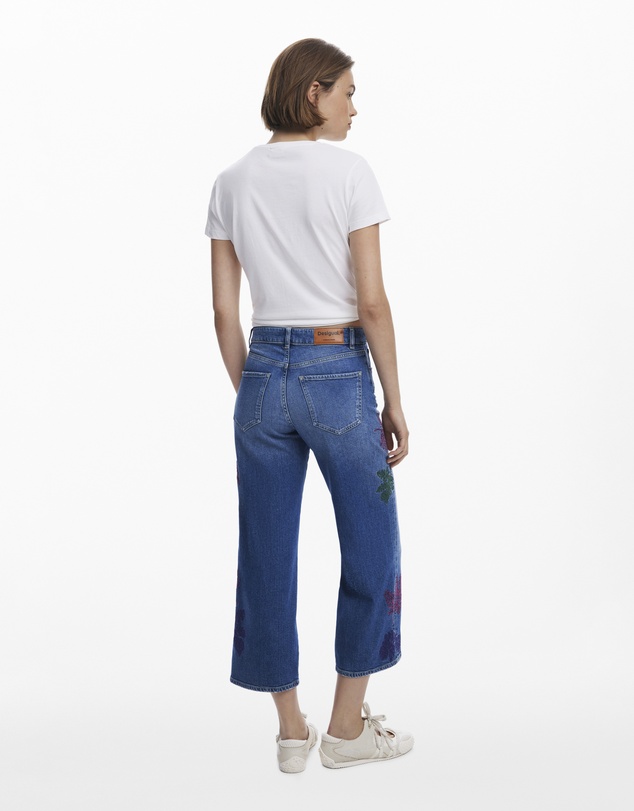 Desigual - Embroidered culotte jeans