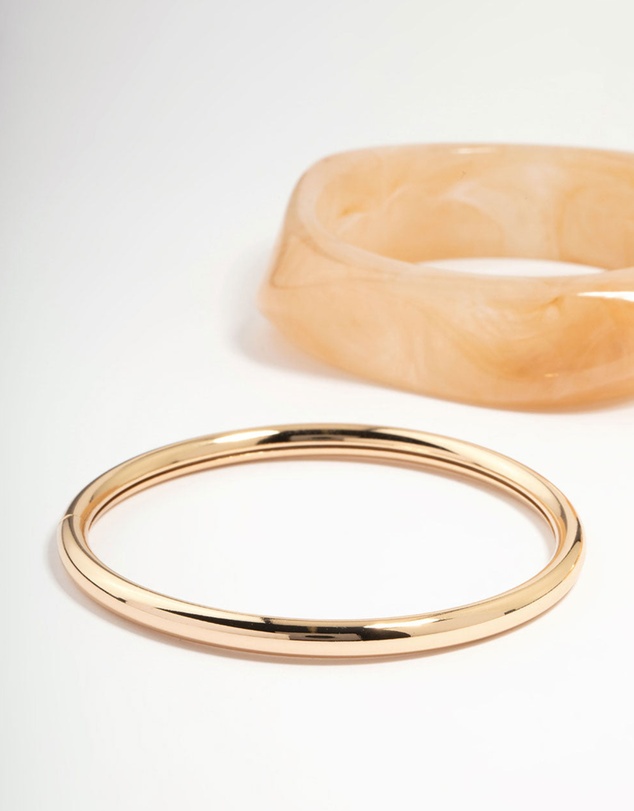 Lovisa - Gold & Acrylic Bangles 3-Pack