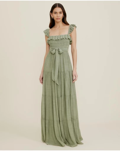 The Fated - Luca Flutter Sleeve Maxi Dress