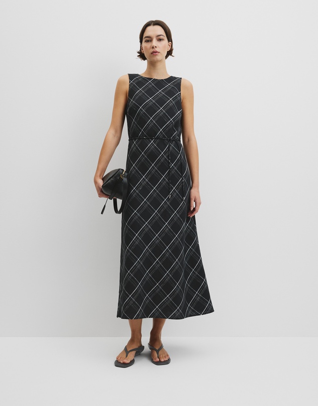 Country Road - Organically Grown Linen Check Maxi Dress