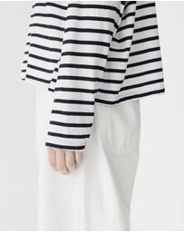 Bassike - Stripe Slouch Long Sleeve T-Shirt
