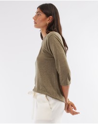 Amelius - Bronte Linen Three Quarter Jersey Top