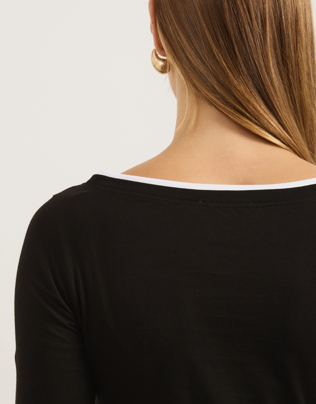 Atmos&Here - Contrast Long Sleeve Organic Cotton T-Shirt