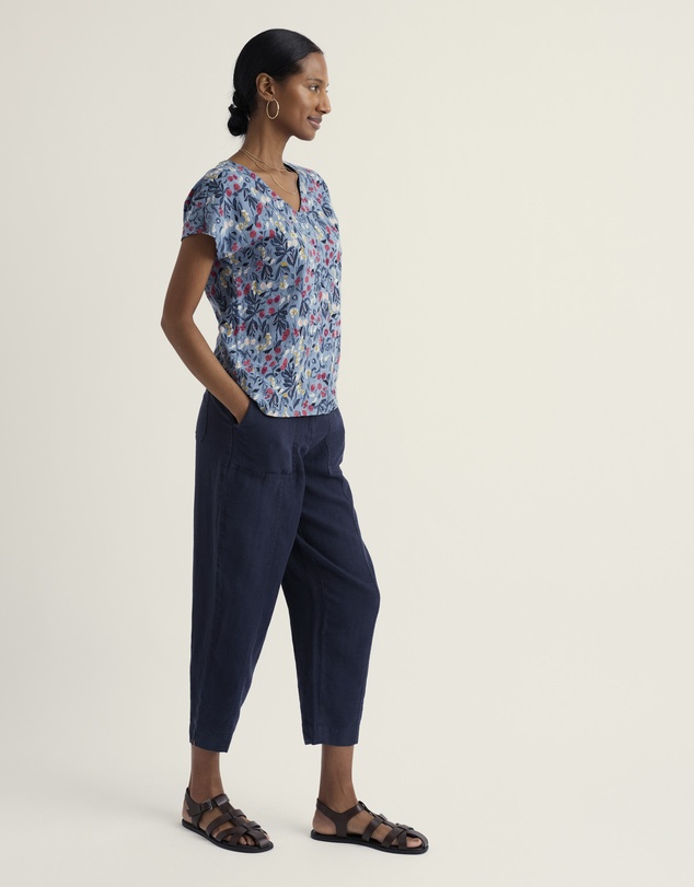 Seasalt - Seasalt Cornwall Blue Studio Glass V-neck Jersey Top