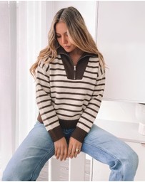 Esther & Co - Tanner Knit - Choc Stripe
