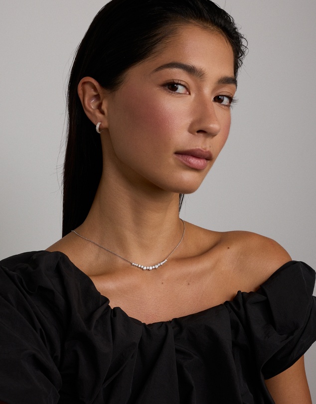 Michael Hill - Graduated Round Cubic Zirconia Necklace in Sterling Silver