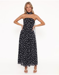 Petal & Pup - Boston Strapless Maxi Dress - Black Polka Dot
