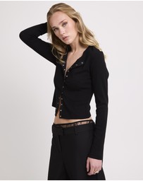 Neon Hart - Rib Snap Front Long Sleeve Top