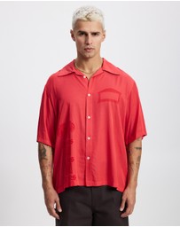 Aries - Ancient Column Satin Viscose Hawaiian Shirt